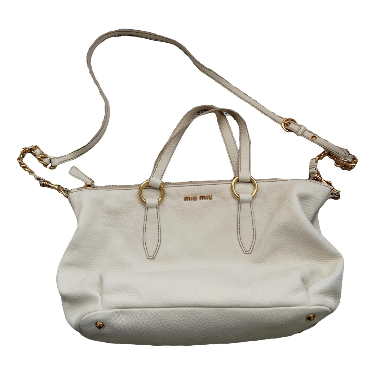 Pre-owned Miu Miu Vitello Leather Handbag In White