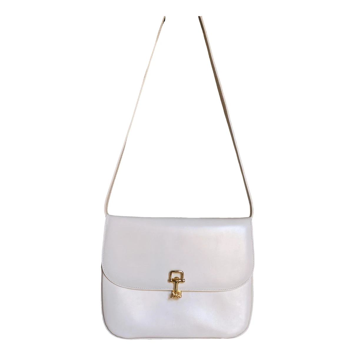 Pre-owned Celine Crécy Vintage Leather Crossbody Bag In White
