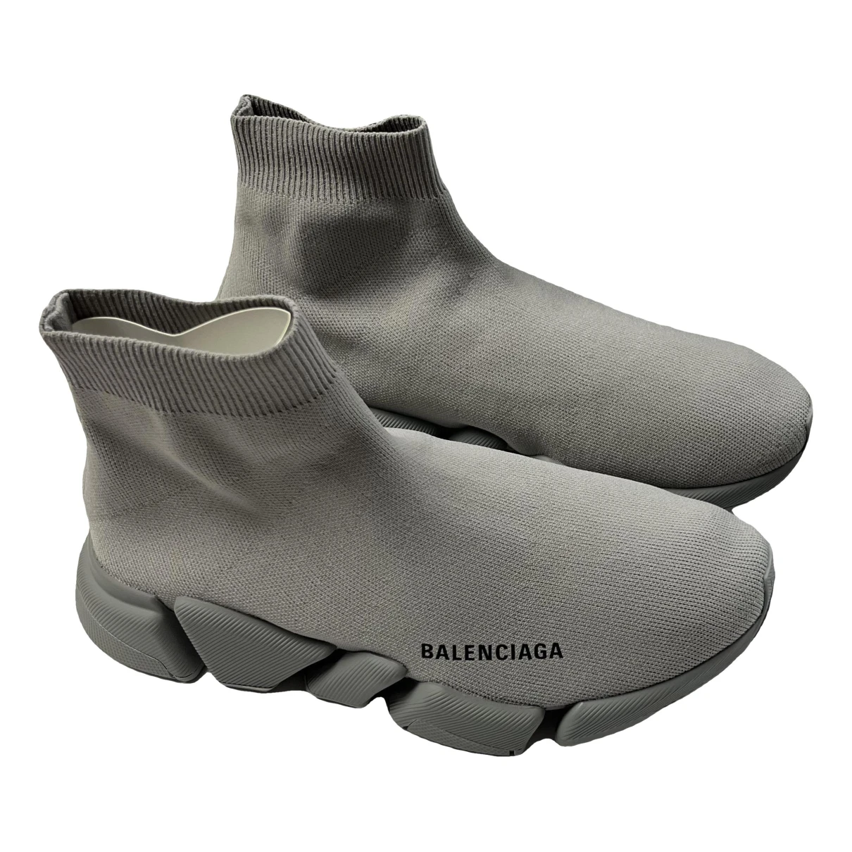 Pre-owned Balenciaga Speed Cloth Trainers In Grey