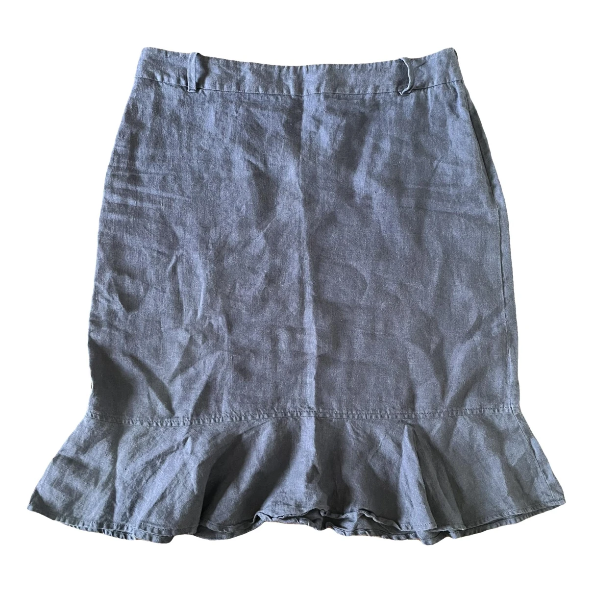 Pre-owned Marc O'polo Linen Mid-length Skirt In Navy