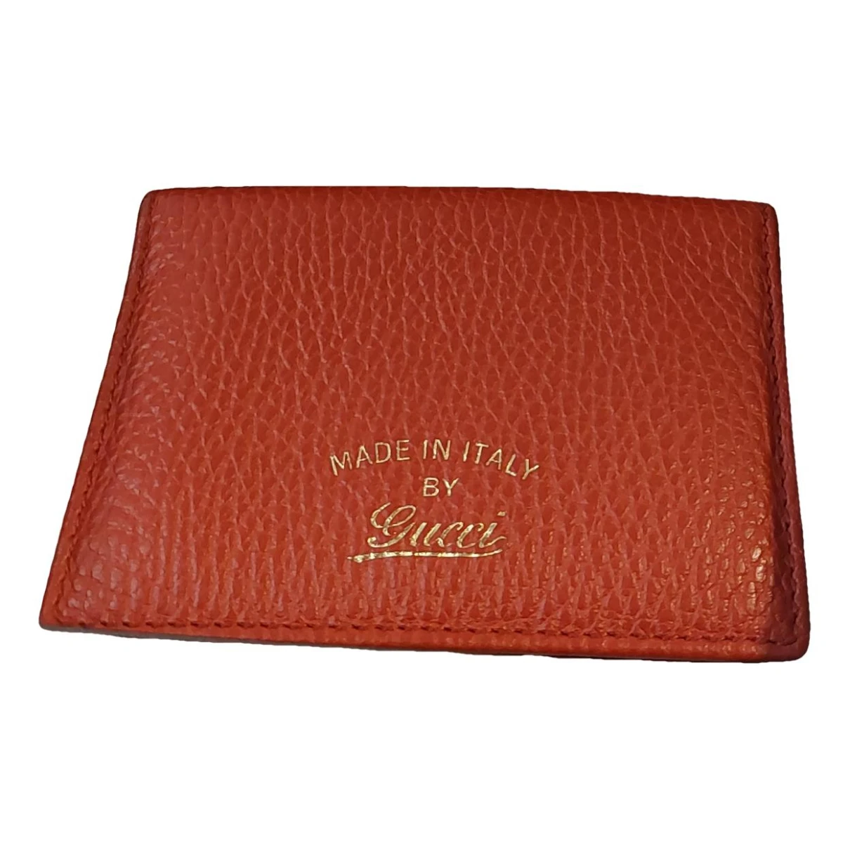 Pre-owned Gucci Leather Card Wallet In Red