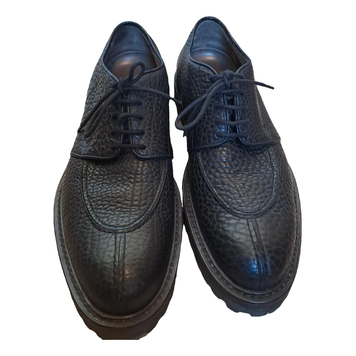 Pre-owned Saint Laurent Leather Lace Ups In Black