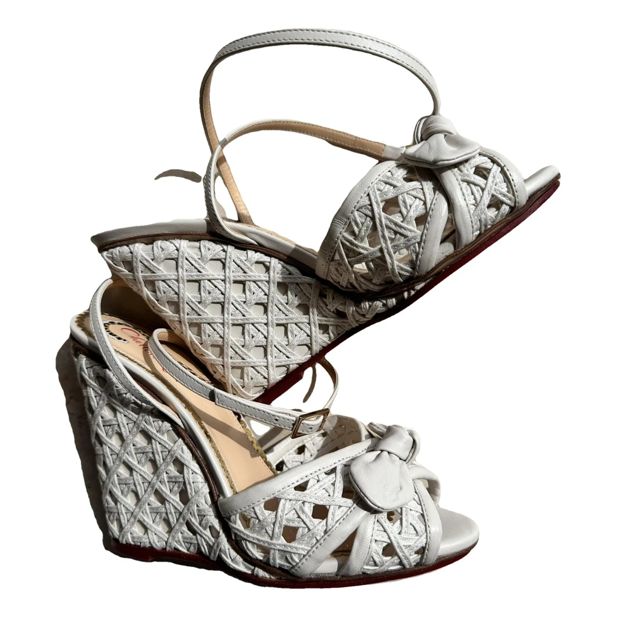 Pre-owned Charlotte Olympia Leather Sandals In Ecru
