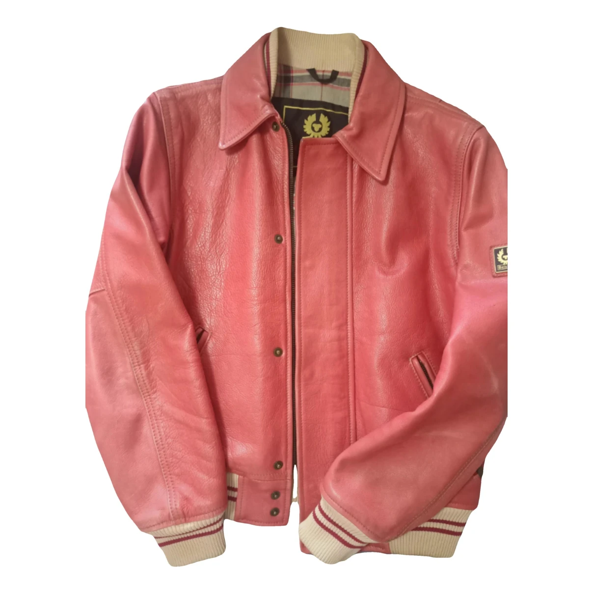 Pre-owned Belstaff Leather Biker Jacket In Pink