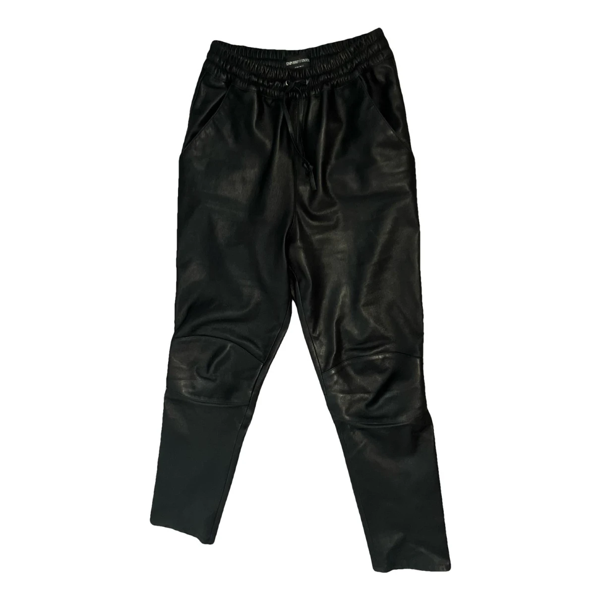 Pre-owned Emporio Armani Leather Straight Pants In Black
