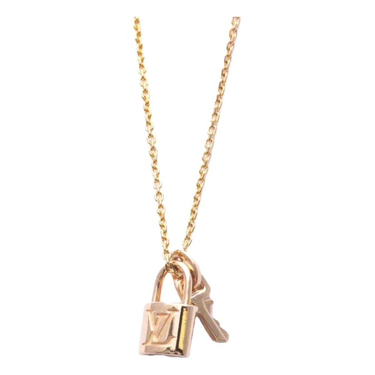Pre-owned Louis Vuitton Lockit Pink Gold Necklace