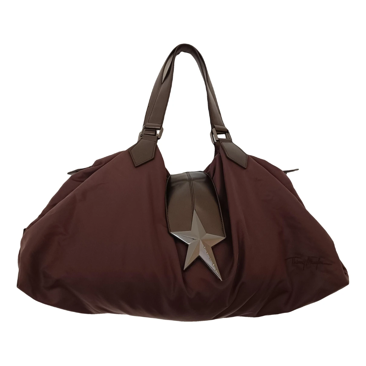 Pre-owned Mugler Linen Handbag In Brown