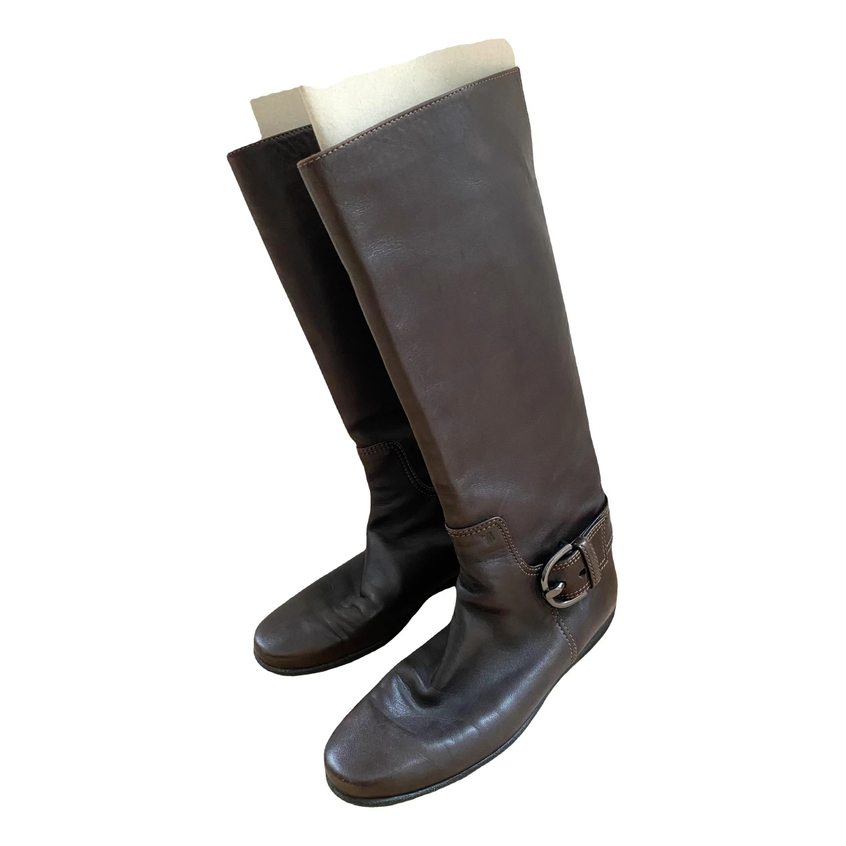 Pre-owned Tod's Leather Riding Boots In Brown