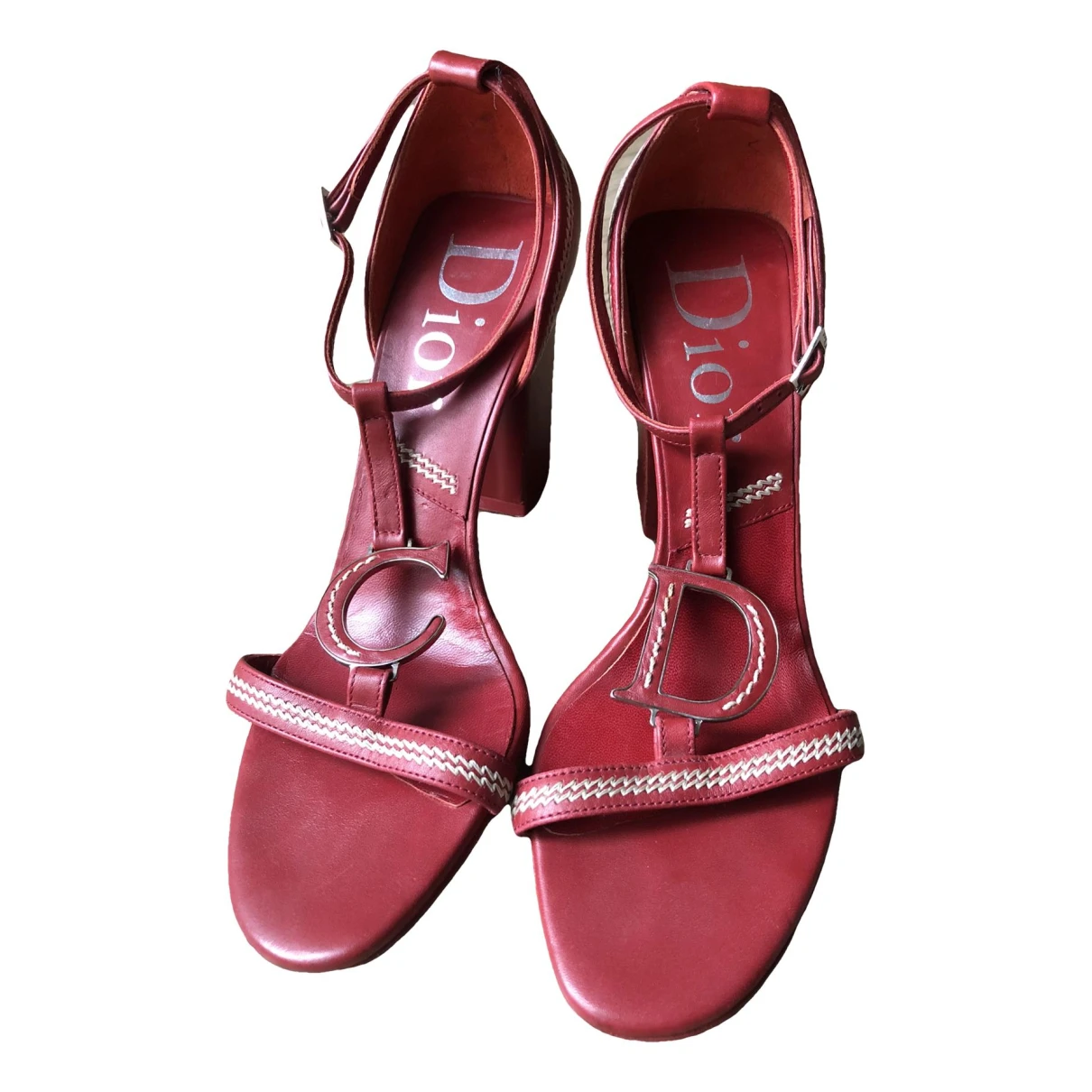 Pre-owned Dior Leather Sandals In Red