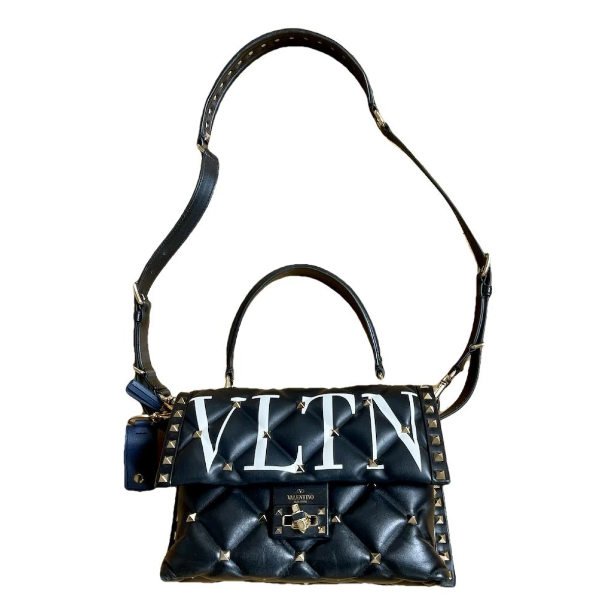 Pre-owned Valentino Garavani Candystud Leather Handbag In Black