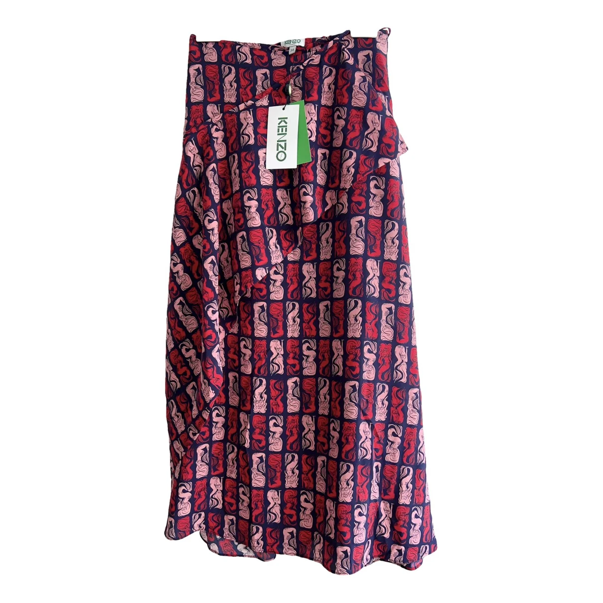 Pre-owned Kenzo Silk Mid-length Skirt In Burgundy