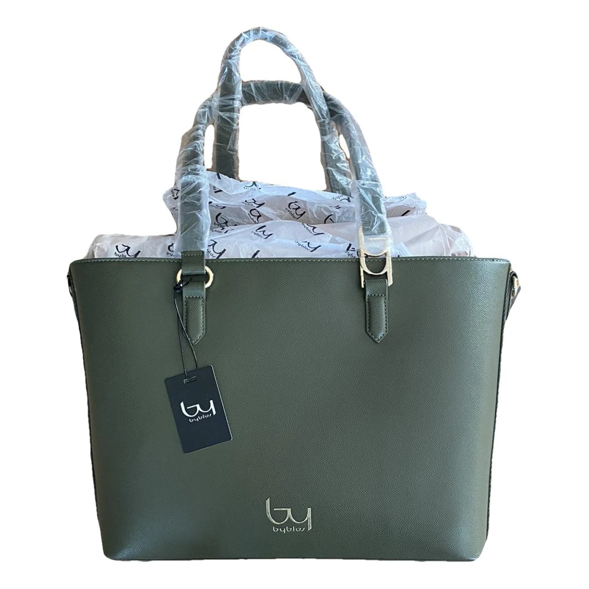 Pre-owned Byblos Vegan Leather Tote In Green