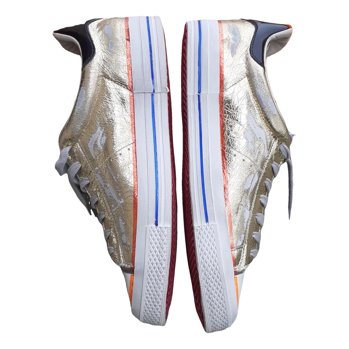 Pre-owned Hidnander Leather Trainers In Gold