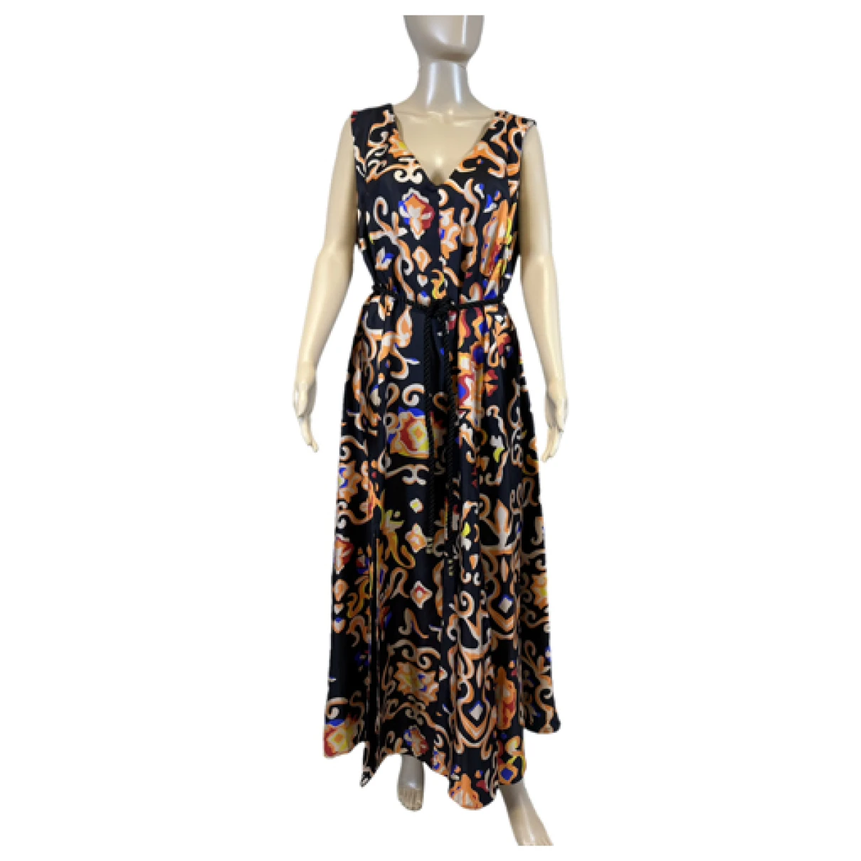 Pre-owned Marina Rinaldi Silk Maxi Dress In Multicolour