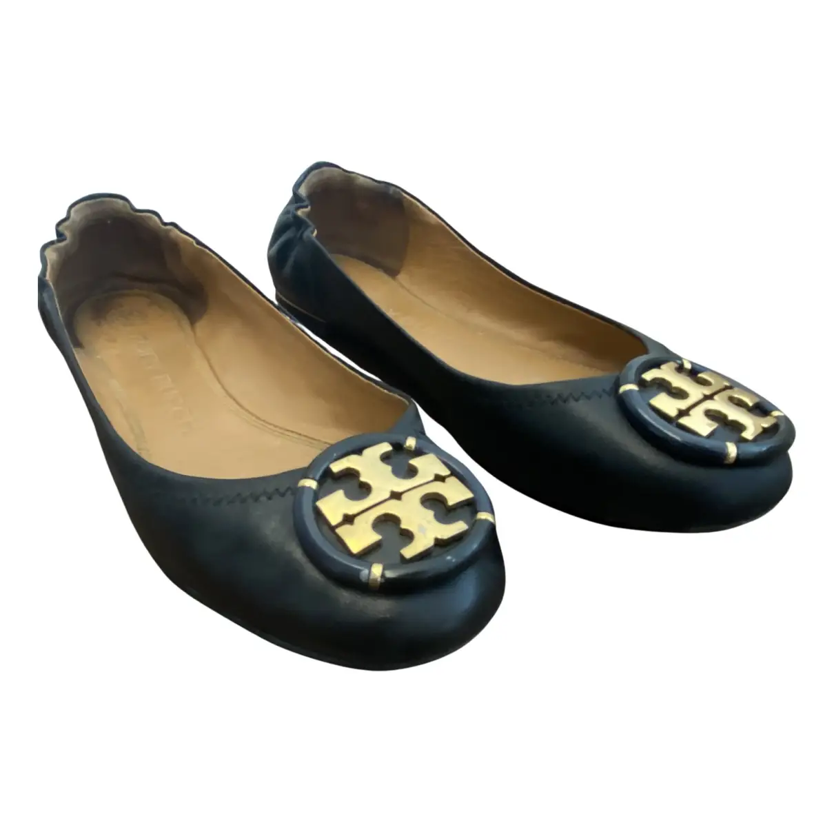 Leather ballet flats Tory Burch Navy size 6 US in Leather - 31546366