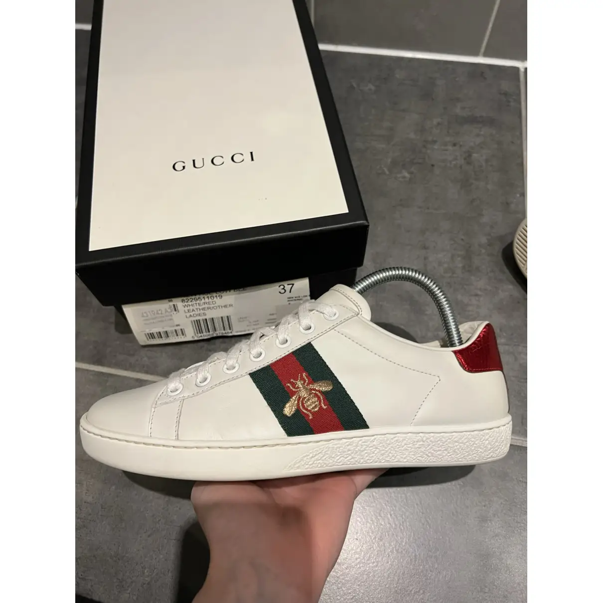 Ace leather trainers Gucci White size 4 UK in Leather - 30007187