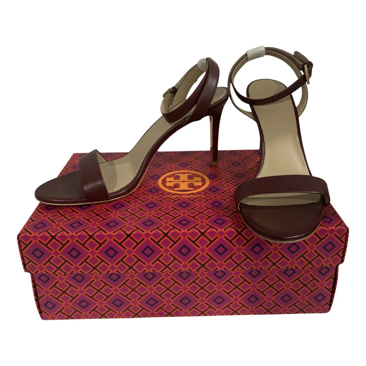 Leather sandals Tory Burch Burgundy size  US in Leather - 31180894