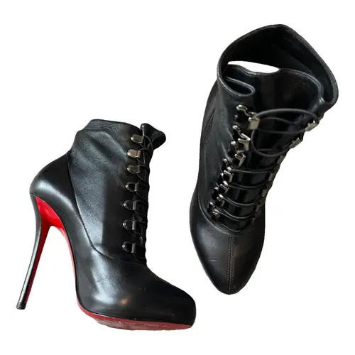 Leather lace up boots Christian Louboutin Black size 38.5 EU in Leather -  39085052
