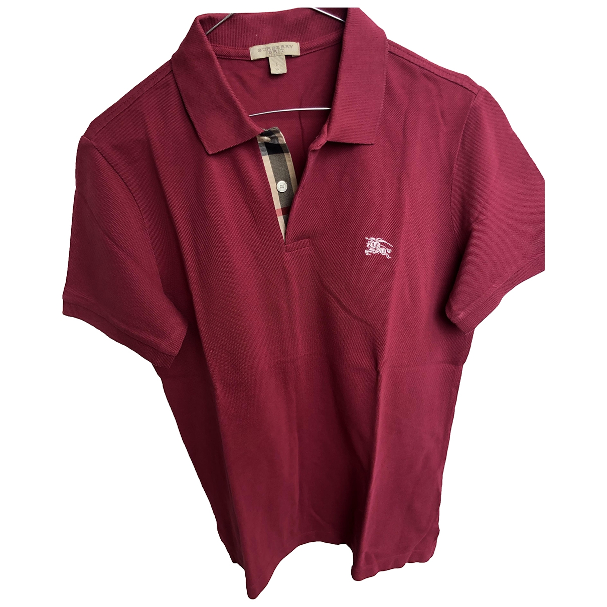 burgundy burberry polo shirt
