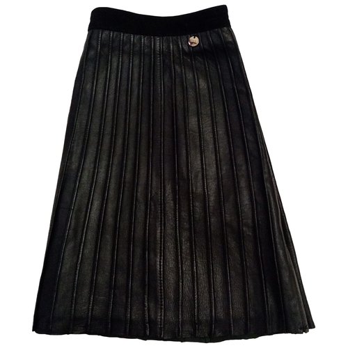 Pre-owned Liujo Leather Mini Skirt In Black