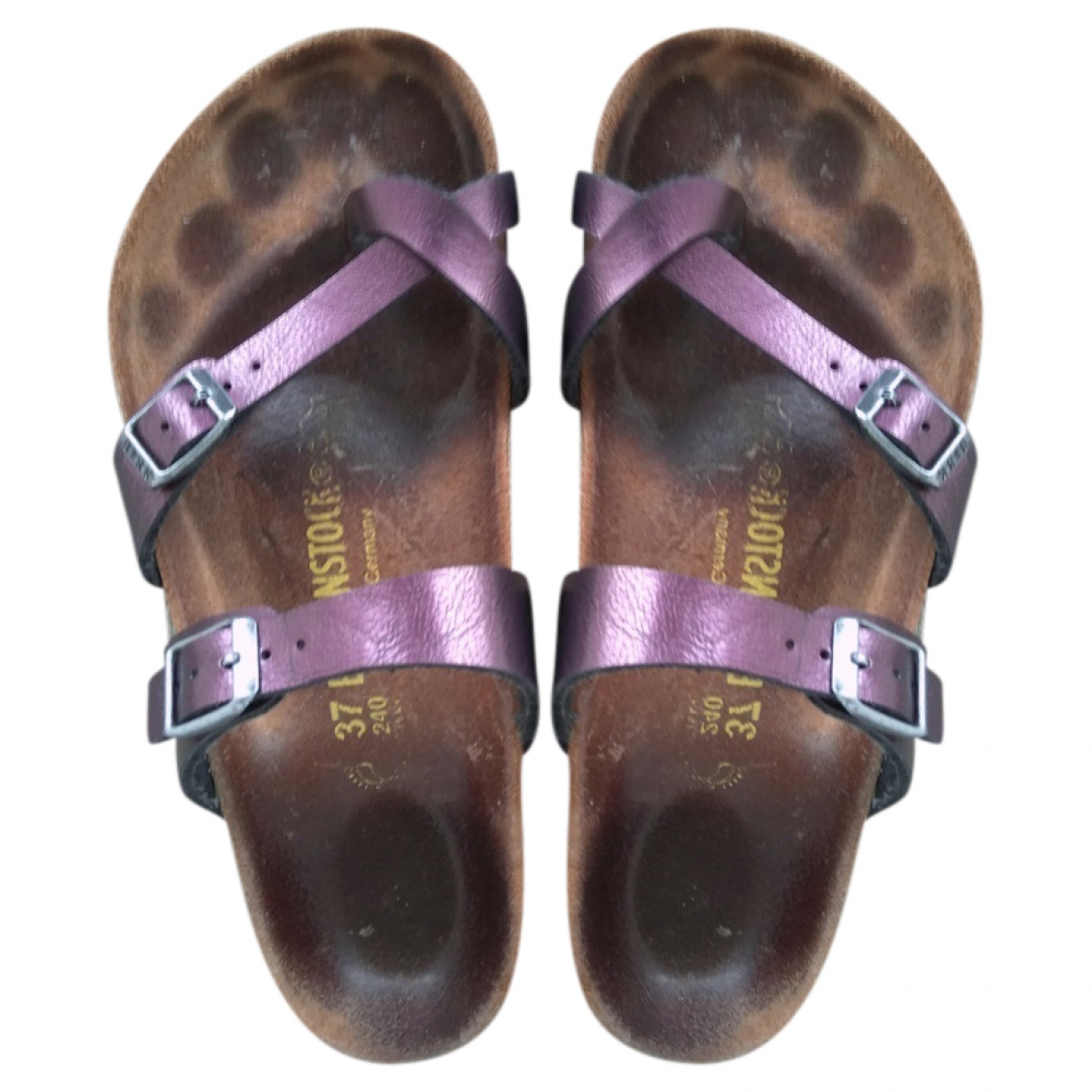 purple plastic birkenstocks