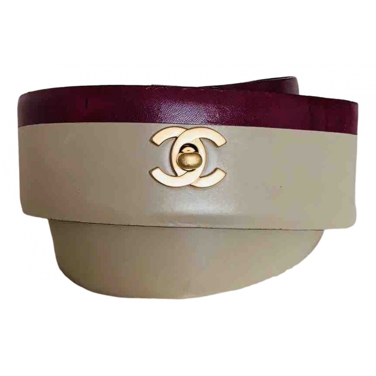 Pre-owned Chanel Leather Belt In Beige 