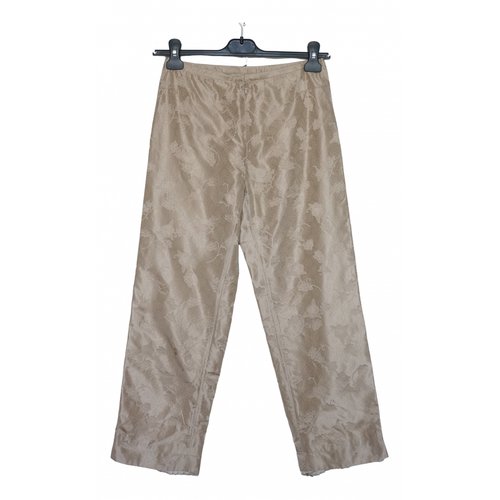 Pre-owned Shiatzy Chen Silk Straight Pants In Beige
