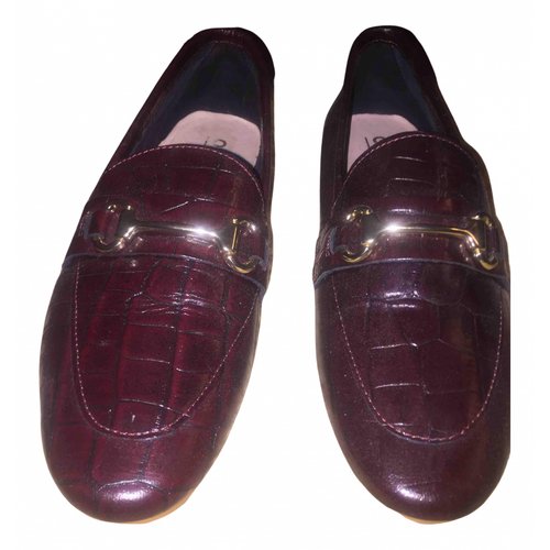 Pre-owned Office London Leather Flats In Burgundy