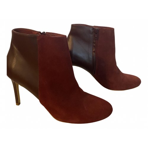 Pre-owned Office London Ankle Boots In Burgundy