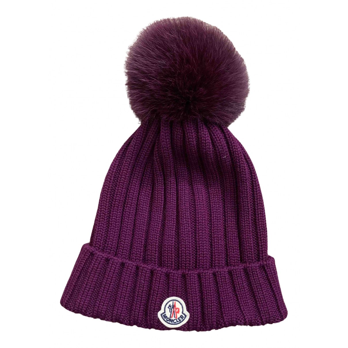 Pre-owned Moncler Wool Beanie In Purple 
