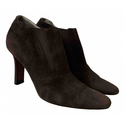 Pre-owned Donna Karan Ankle Boots In Brown
