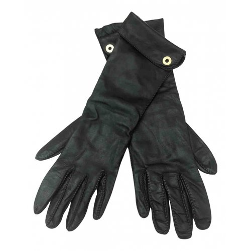 Pre-owned Loro Piana Leather Long Gloves In Black