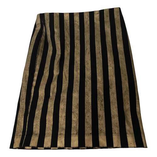Pre-owned 8pm Leather Mid-length Skirt In Gold