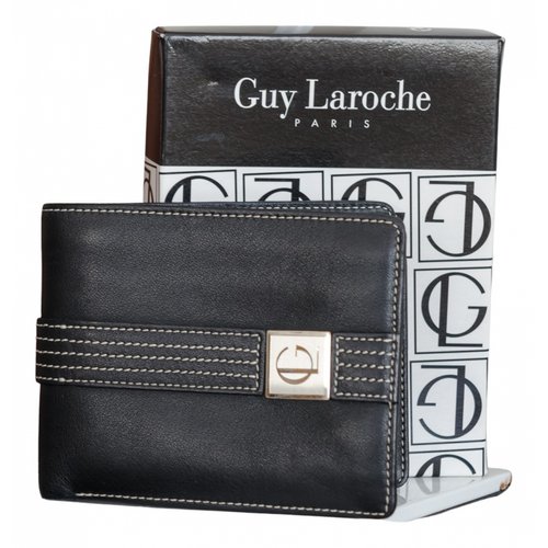 Pre-owned Guy Laroche Leather Card Wallet In Black