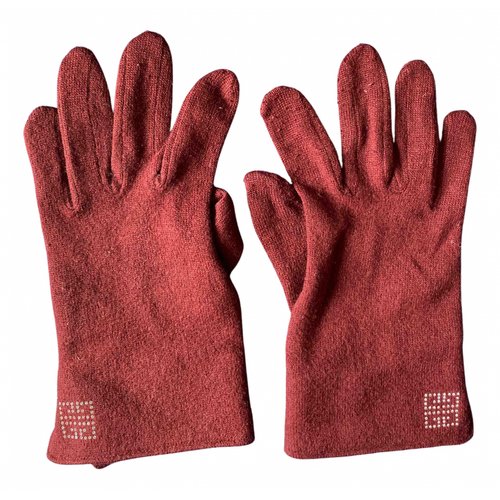Pre-owned Givenchy Cashmere Gloves In Burgundy