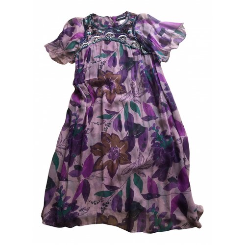 Pre-owned Antik Batik Silk Mid-length Dress In Purple