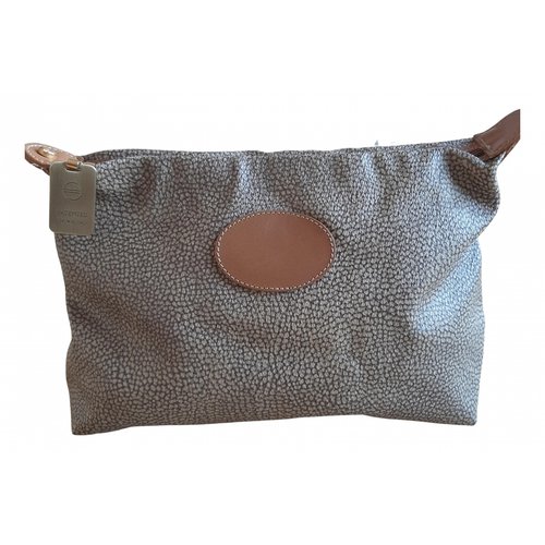 Pre-owned Borbonese Cloth Clutch Bag In Brown