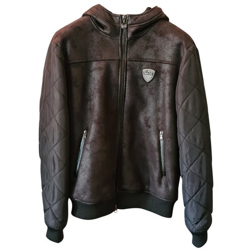 Pre-owned Emporio Armani Vegan Leather Jacket In Brown