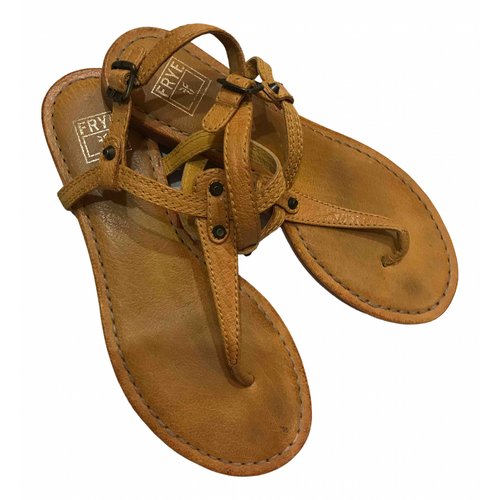 Pre-owned Frye Leather Sandal In Camel