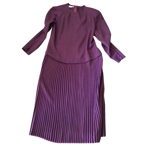 Pre-owned Basile Wool Maxi Dress In Burgundy