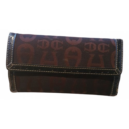 Pre-owned Aigner Cloth Wallet In Brown