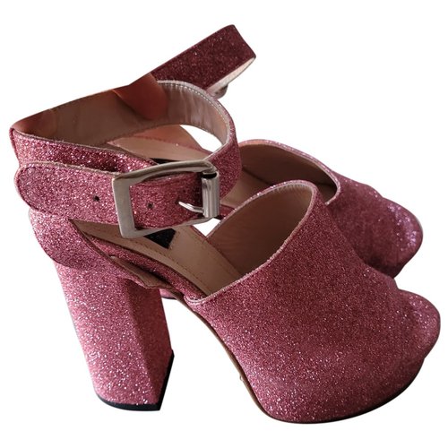 Pre-owned Pinko Glitter Sandals In Pink