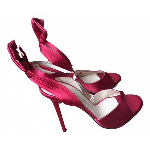 Pre-owned Charlotte Olympia Cloth Sandal In Burgundy