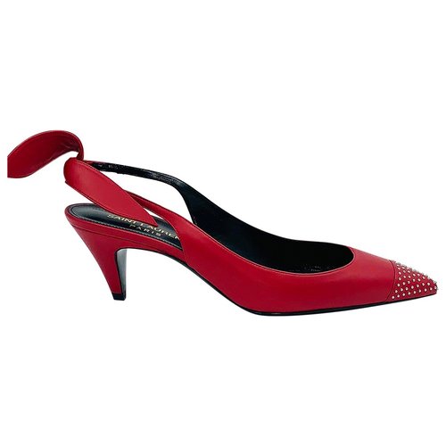 Pre-owned Saint Laurent Charlotte Red Leather Heels
