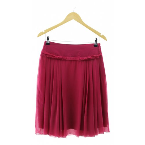 Pre-owned Massimo Dutti Burgundy Silk Skirt