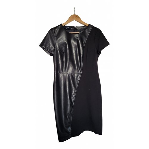 Pre-owned Daniel Hechter Vegan Leather Mini Dress In Black
