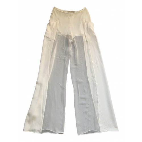 Pre-owned Emilio Pucci Silk Large Pants In White