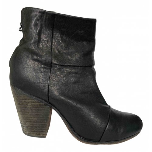Pre-owned Rag & Bone Leather Ankle Boots In Black