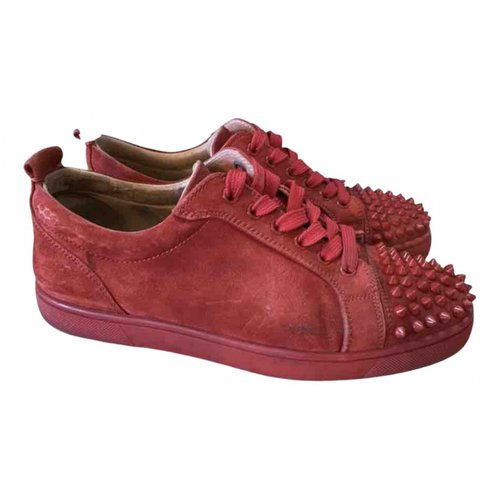 Pre-owned Christian Louboutin Louis Junior Spike Low Trainers In Red