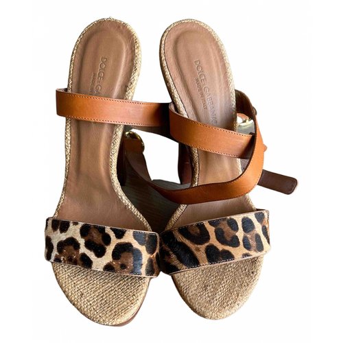 Pre-owned Dolce & Gabbana Leather Sandals In Brown
